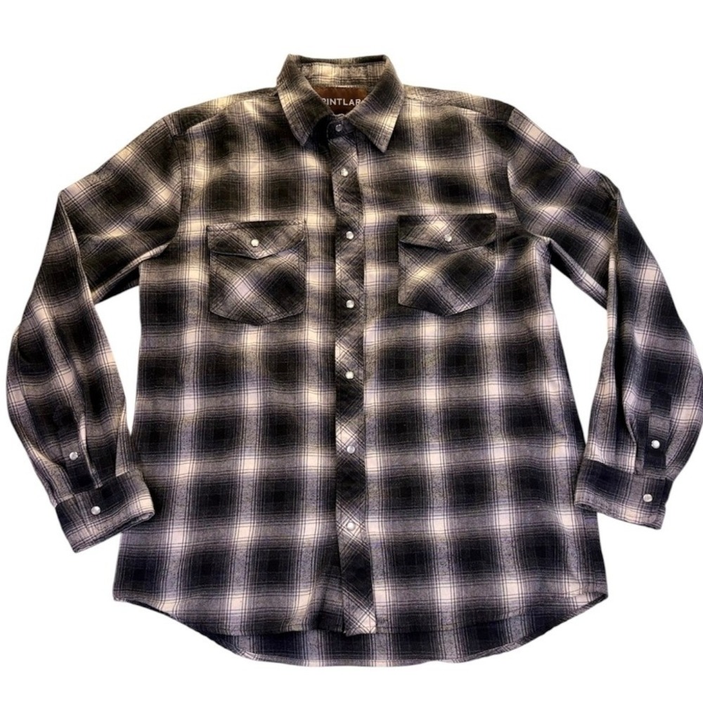 Pintlar Men's Plaid Flannel Shirt M Western Pearl Snap Camping Outdoors Rugged